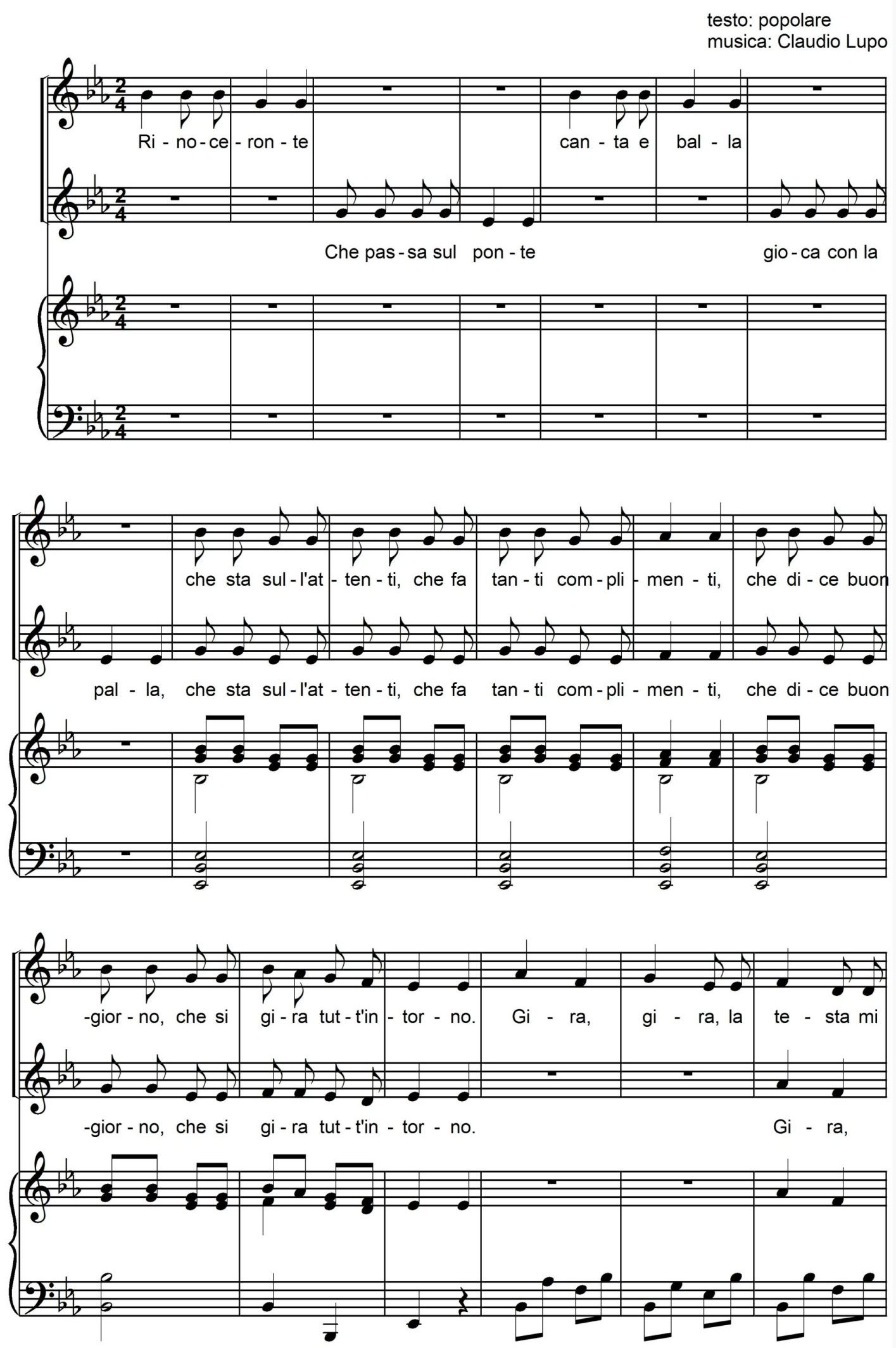 rinoceronte, partitura
